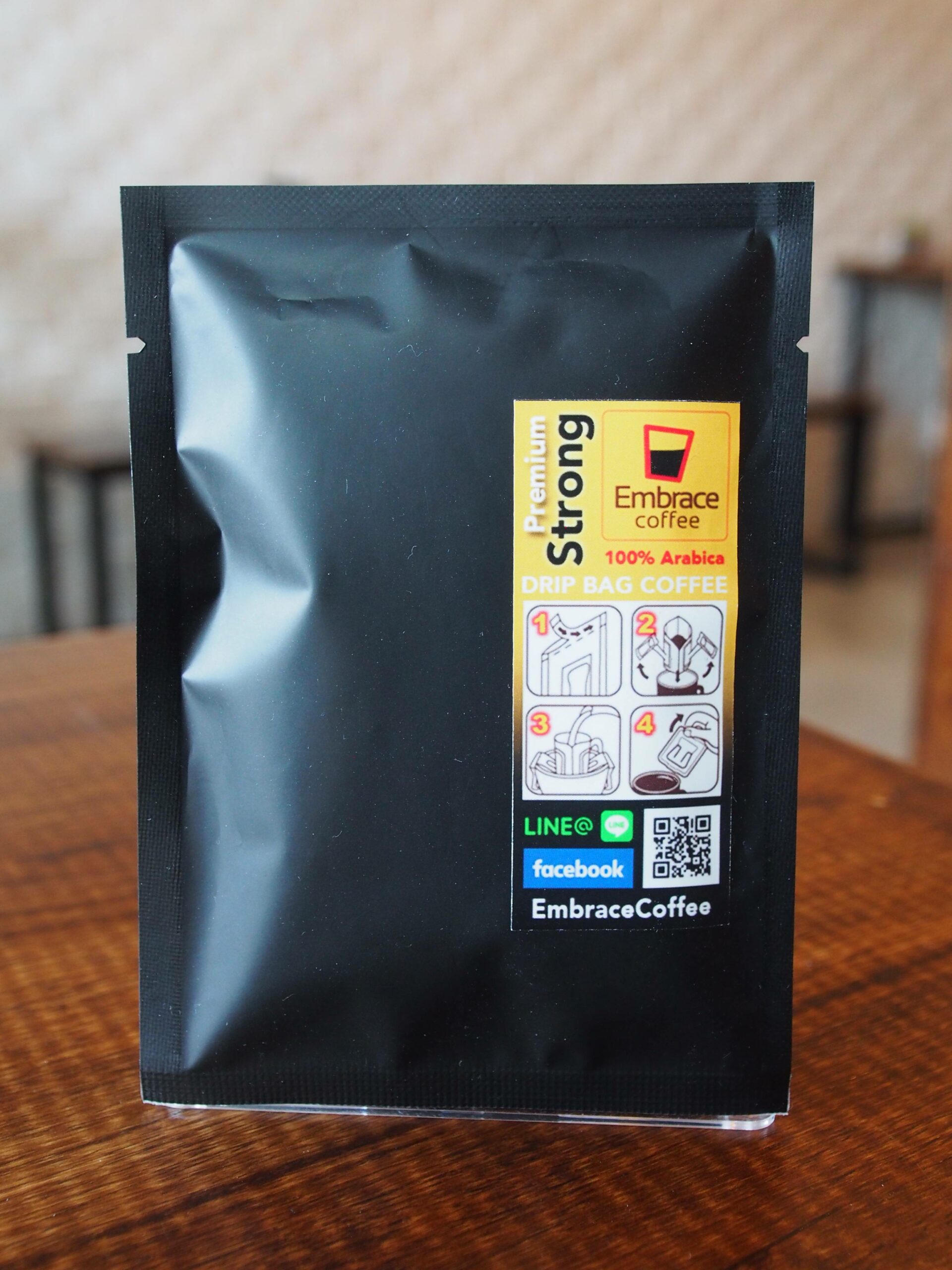 Embrace Drip Premium Strong : กาแฟสดคั่วบดในซองกรองดริปแบ็ก แบบ Premium  Strong - Embrace Coffee เอ็มเบรซคอฟฟี่